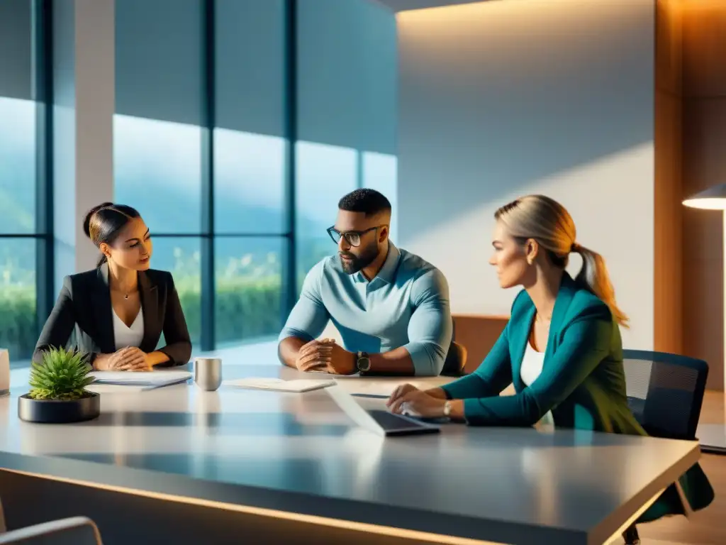 Profesionales innovadores: brainstorming con nootrópicos Un ambiente moderno y sofisticado con profesionales colaborando en una oficina, rodeados de nootrópicos