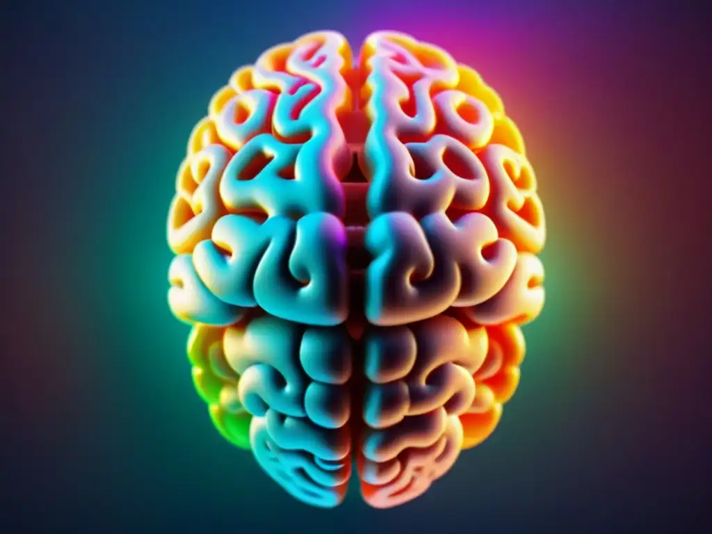 Brain futurista con patrones de circuitos brillantes en neón Un cerebro futurista detallado con patrones de circuitos brillando en colores neón, representa los beneficios y riesgos de nootrópicos