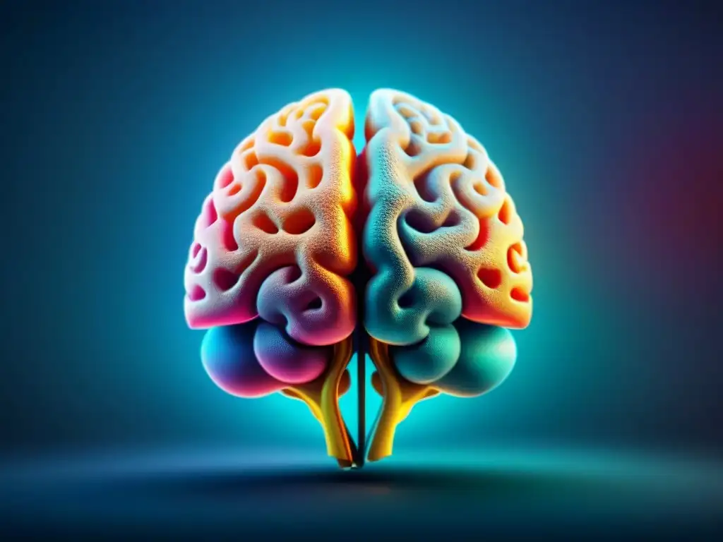Neuronas interconectadas: potencia tu cerebro con nootrópicos Un cerebro futurista con intrincadas conexiones neuronales resaltadas en colores vibrantes, simbolizando la mejora cognitiva con nootrópicos