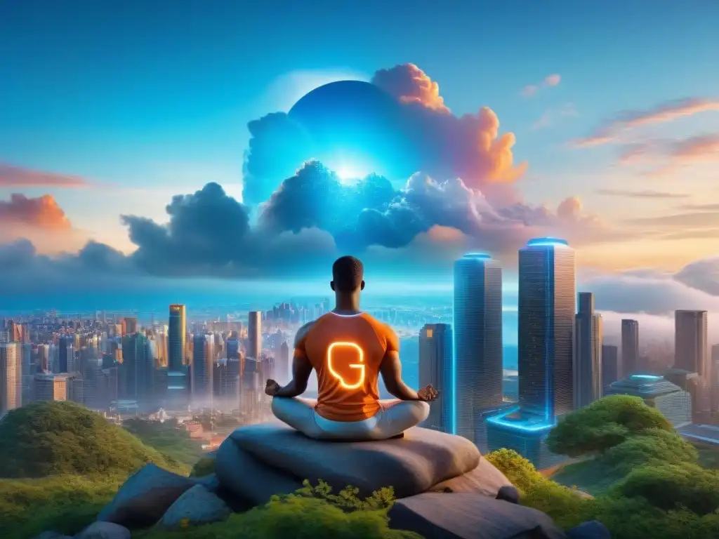 Actividades cognitivas en ciudad futurista: inteligencia y determinación Un grupo diverso mejora su agilidad mental con actividades cognitivas, en una ciudad futurista