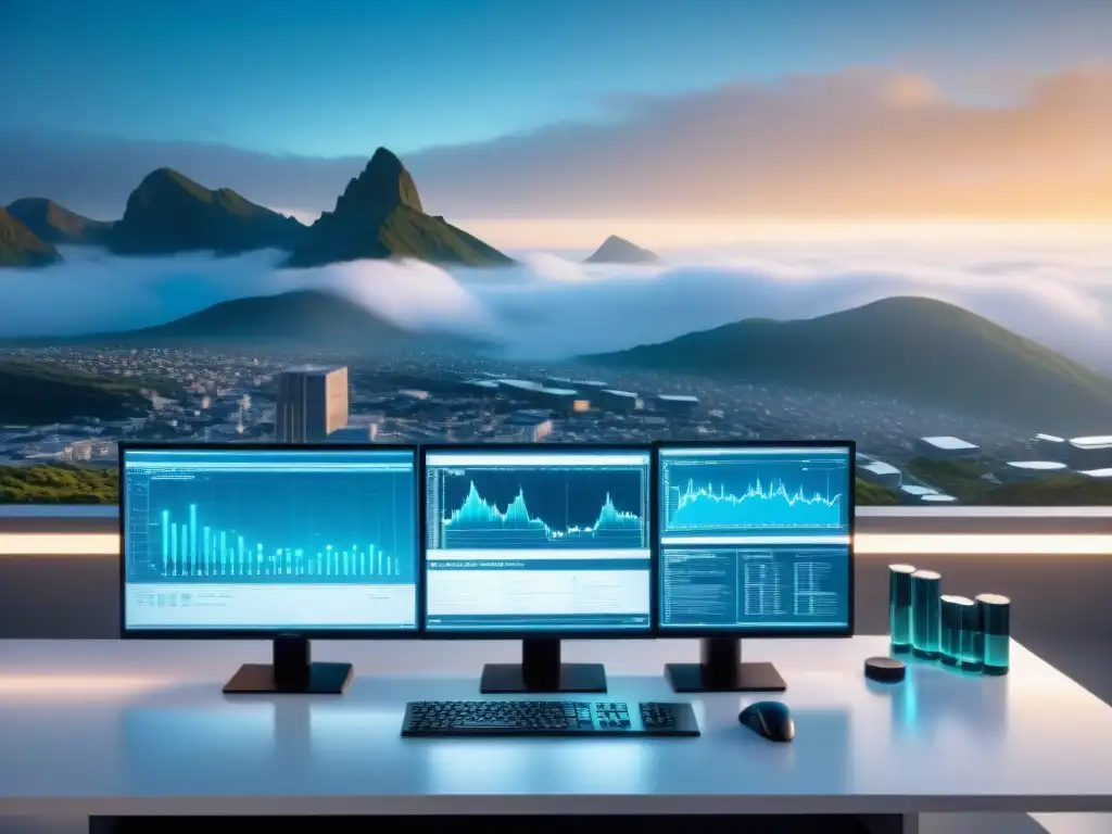 Avanzado laboratorio científico con tecnología de vanguardia Un laboratorio avanzado con equipos científicos modernos y científicos analizando datos sobre estudios nootrópicos para mejorar la cognición