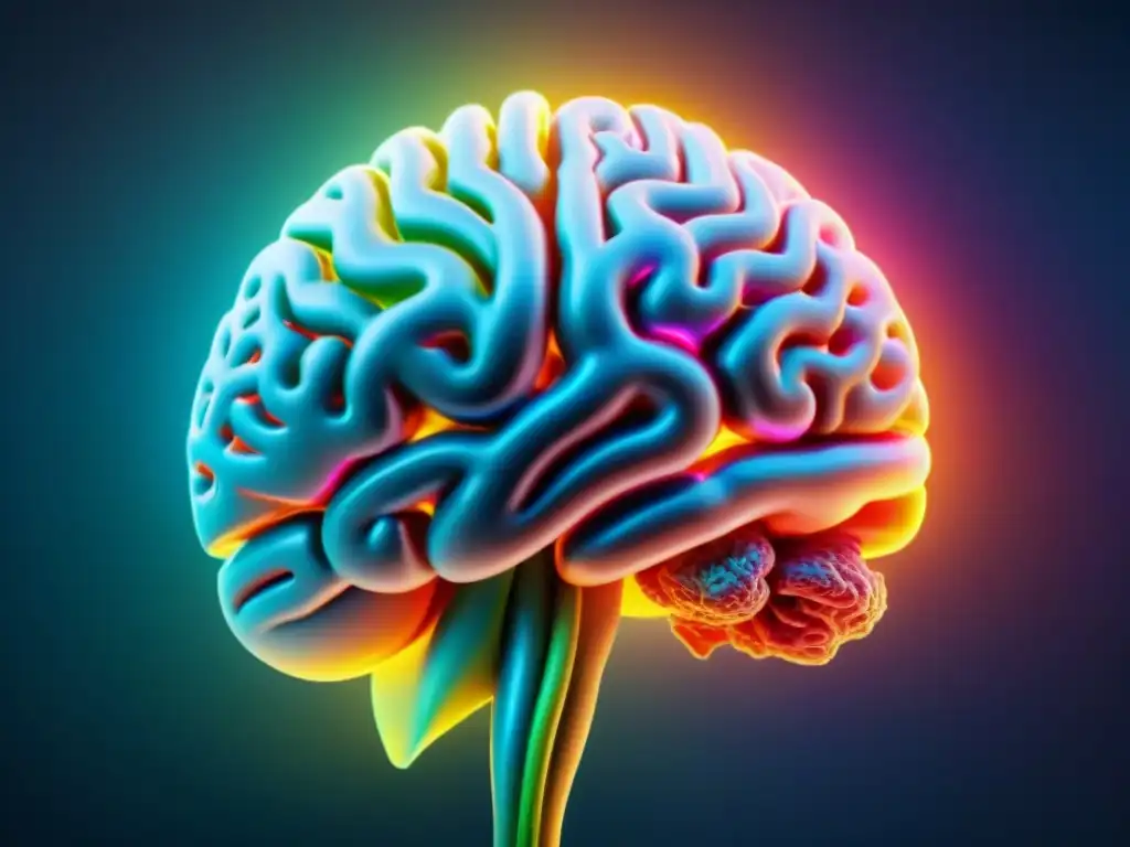 Red neuronal brillante en cerebro humano: neuroplasticidad Vibrante red neural en cerebro humano, conexiones brillantes, neuroplasticidad y nootrópicos, seguridad